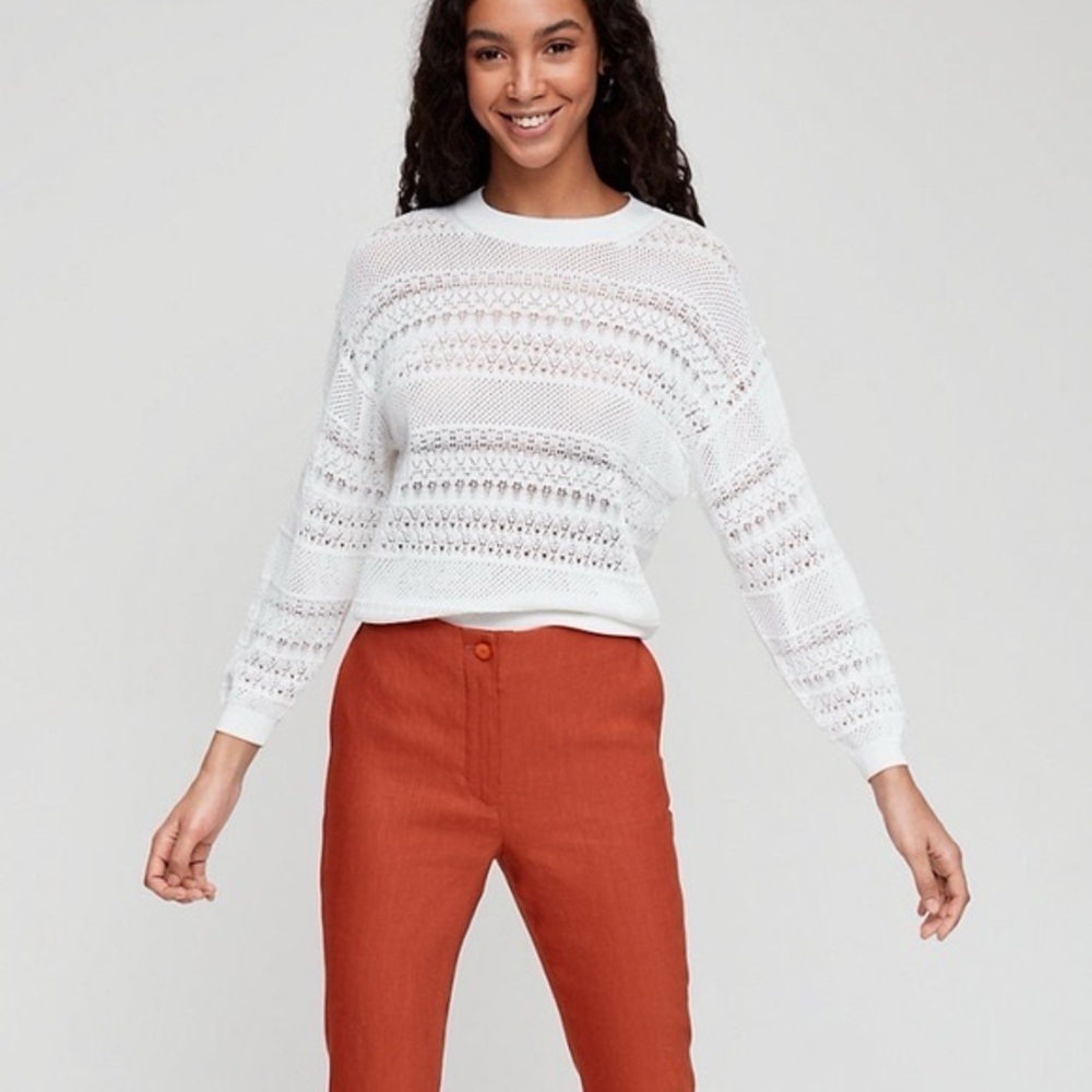 Aritzia - Wilfred Livvie Pointelle Sweater in White